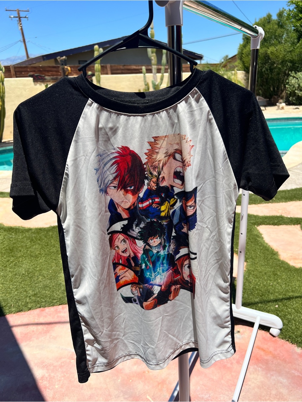 MHA Graphic Baseball Tee in Black and White